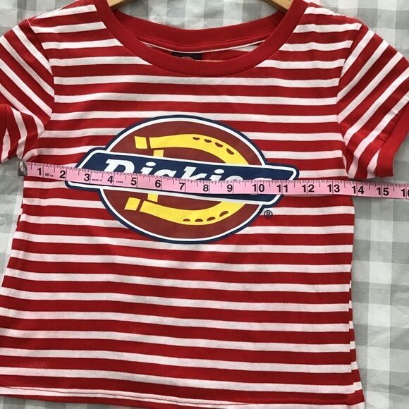 Graphic baby tee DICKIES crop baby tee red stripe red white t-shirt - Picture 3 of 7